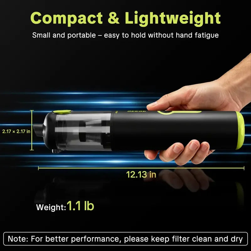 Car Vacuum Portable Cordless, 20000Pa 2 in 1 Vacuum Cleaner&Air Duster, 100W Brushless Motor Handheld Vacuum Cordless with 6000mAh Battery, Multi-Nozzles for Car, Home, Office, Pet toolupgrade